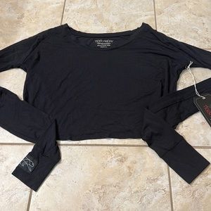 Tiger Friday Adult OS Cropped U Bottom Long Sleeve T Shirt New Black